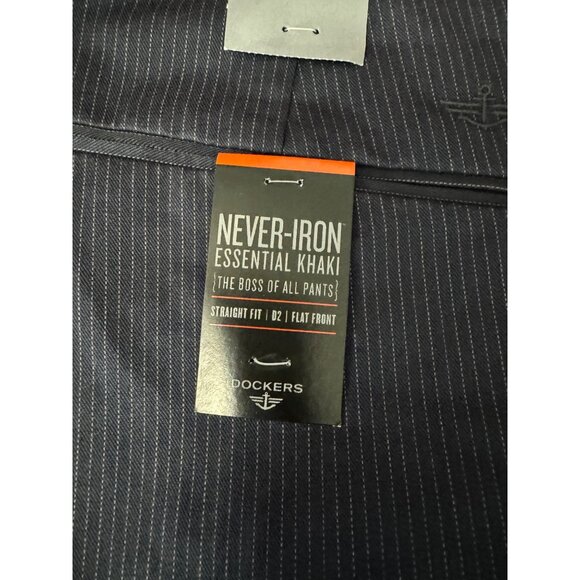 Dockers Men's Never-Iron Essential Navy blue Khaki Pants Straight Fit D2 Flat Fr - Picture 4 of 9